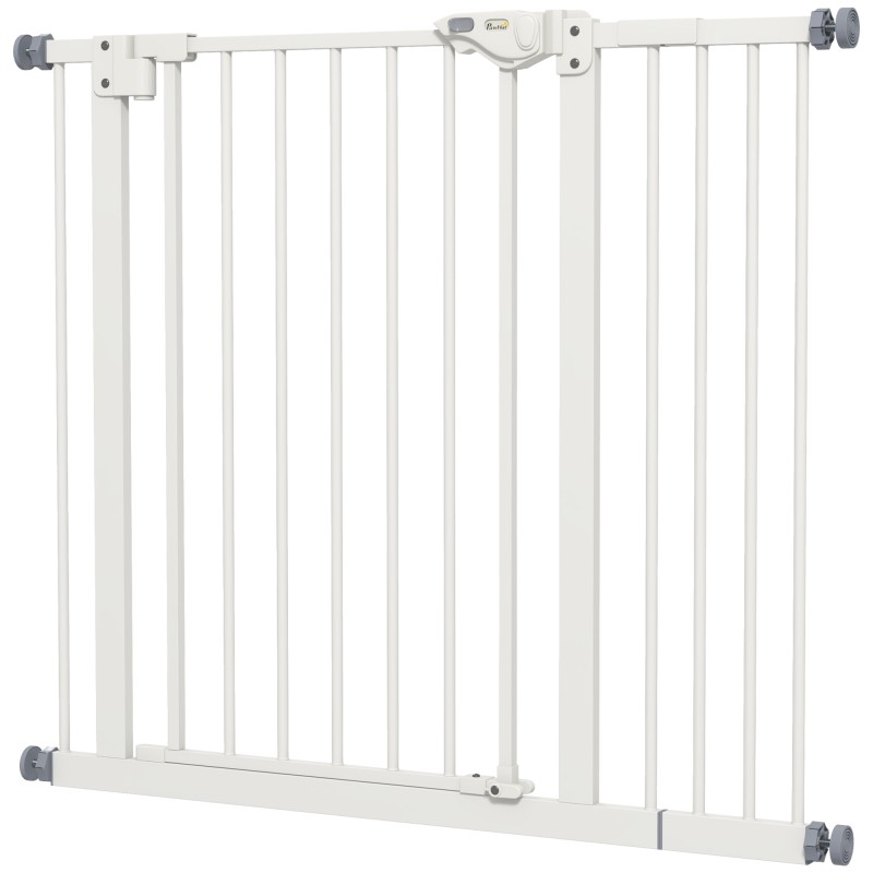 Dog Door Gate Barrier Pet Gate Metal Plastic 74-80/87-94cm Λευκό