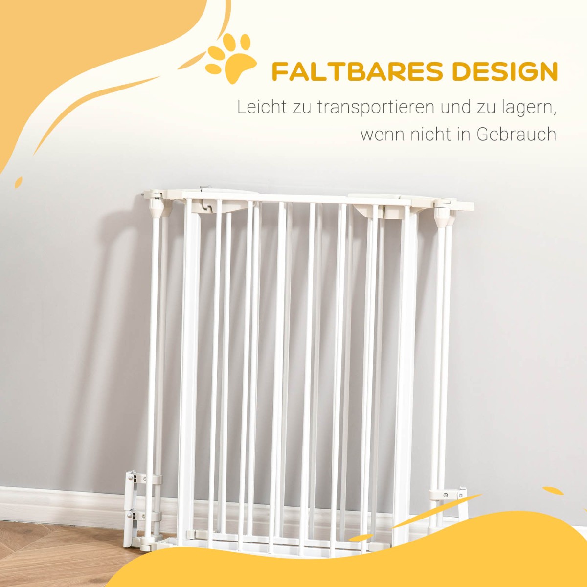 Πύλη ασφαλείας Dog Barrier Freestanding Safety Gate 180 x 74,5 cm Πτυσσόμενη πύλη σκυλιών Stair Gate Barrier σκυλιών για σκάλες, πόρτες, κουζίνα, διάδρομος, 3 πάνελ, λευκό
