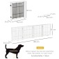 Dog Barrier Freestanding Safety Gate with Feet 305 x 82 cm Ξύλινη Πύλη Dog Πτυσσόμενη Πύλη Σκάλας Barrier σκύλου για Σκάλες, Πόρτες, Διάδρομος, 4 Πάνελ, Λευκό