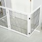 Dog Barrier Freestanding Safety Gate with Feet 305 x 82 cm Ξύλινη Πύλη Dog Πτυσσόμενη Πύλη Σκάλας Barrier σκύλου για Σκάλες, Πόρτες, Διάδρομος, 4 Πάνελ, Λευκό