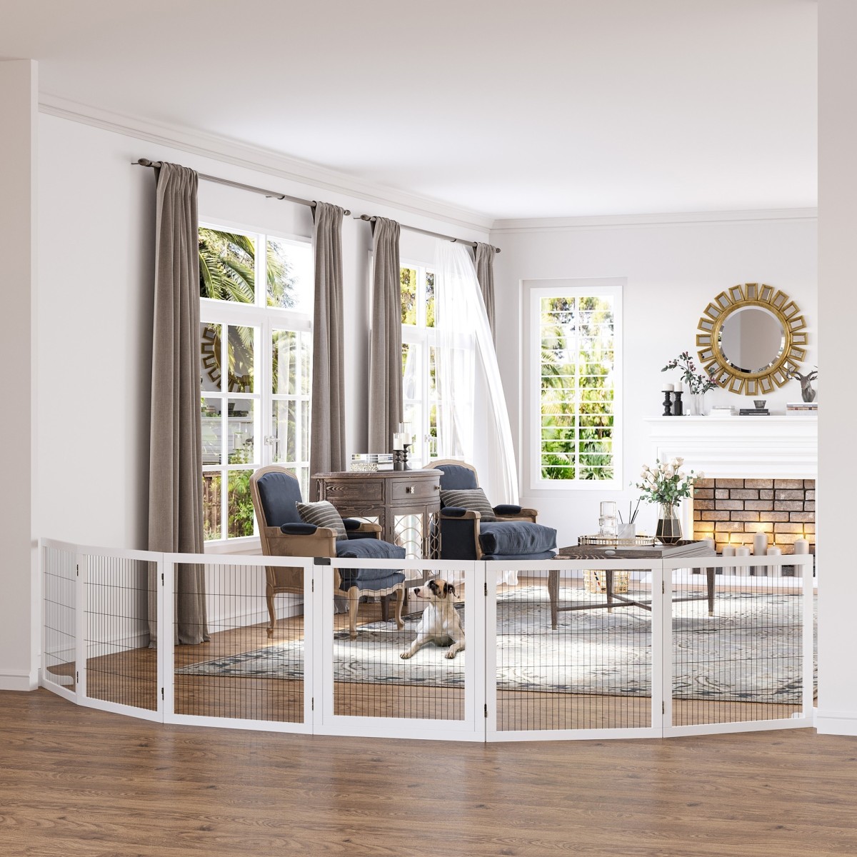 Πτυσσόμενο Barrier Dog 432 x 36 x 70 cm Ξύλο Πεύκου Λευκό