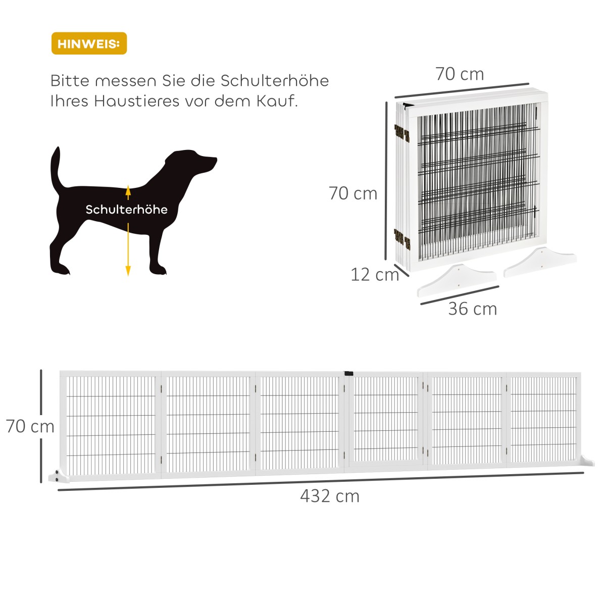 Πτυσσόμενο Barrier Dog 432 x 36 x 70 cm Ξύλο Πεύκου Λευκό