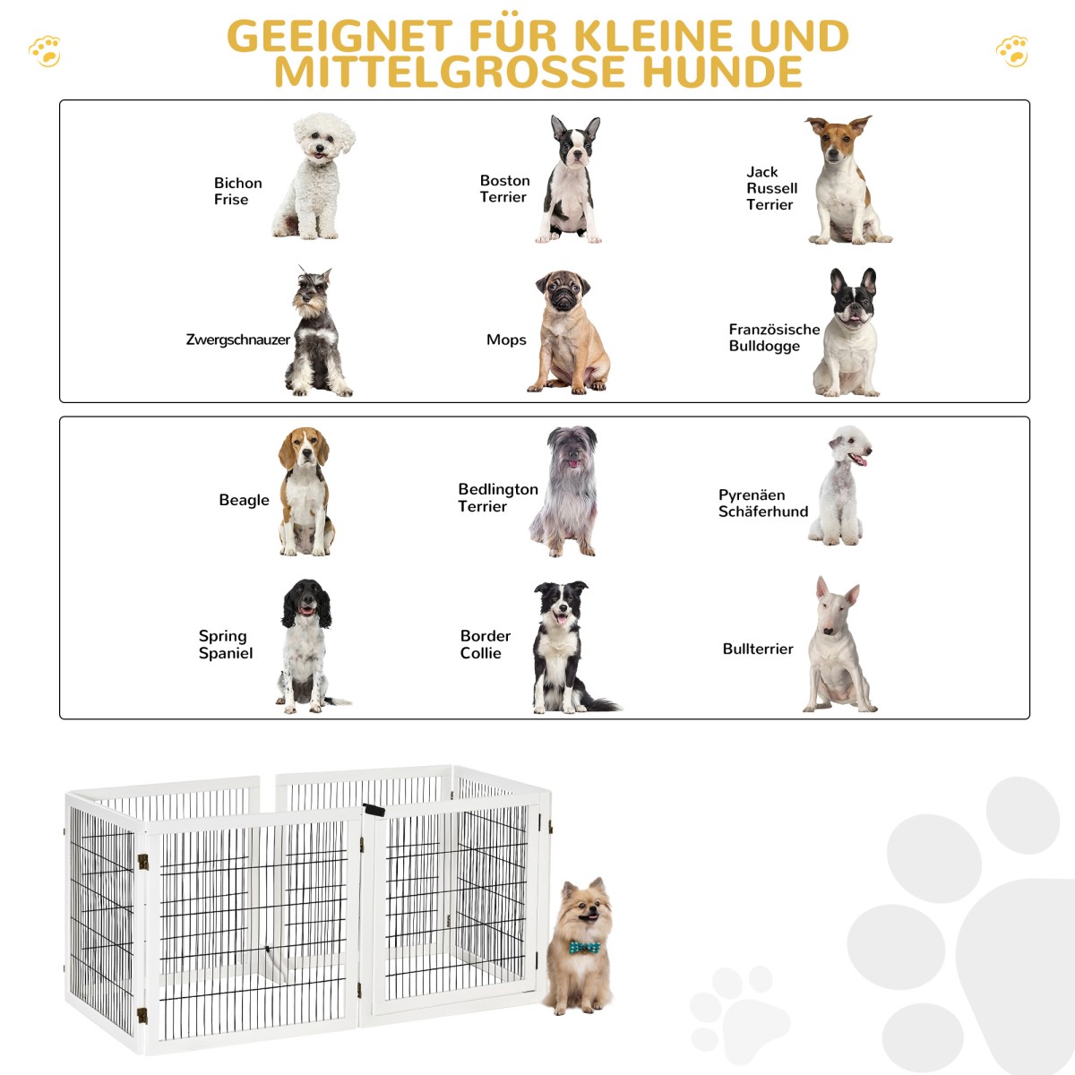 Πτυσσόμενο Barrier Dog 432 x 36 x 70 cm Ξύλο Πεύκου Λευκό