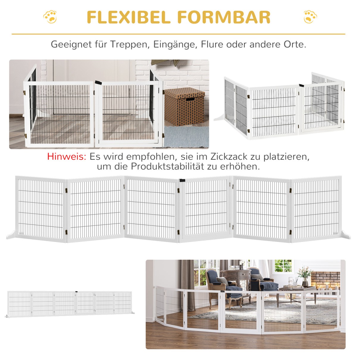 Πτυσσόμενο Barrier Dog 432 x 36 x 70 cm Ξύλο Πεύκου Λευκό