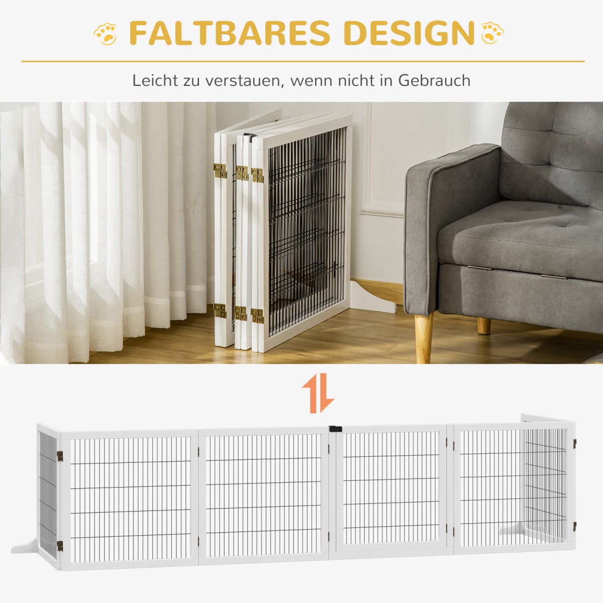 Πτυσσόμενο Barrier Dog 432 x 36 x 70 cm Ξύλο Πεύκου Λευκό