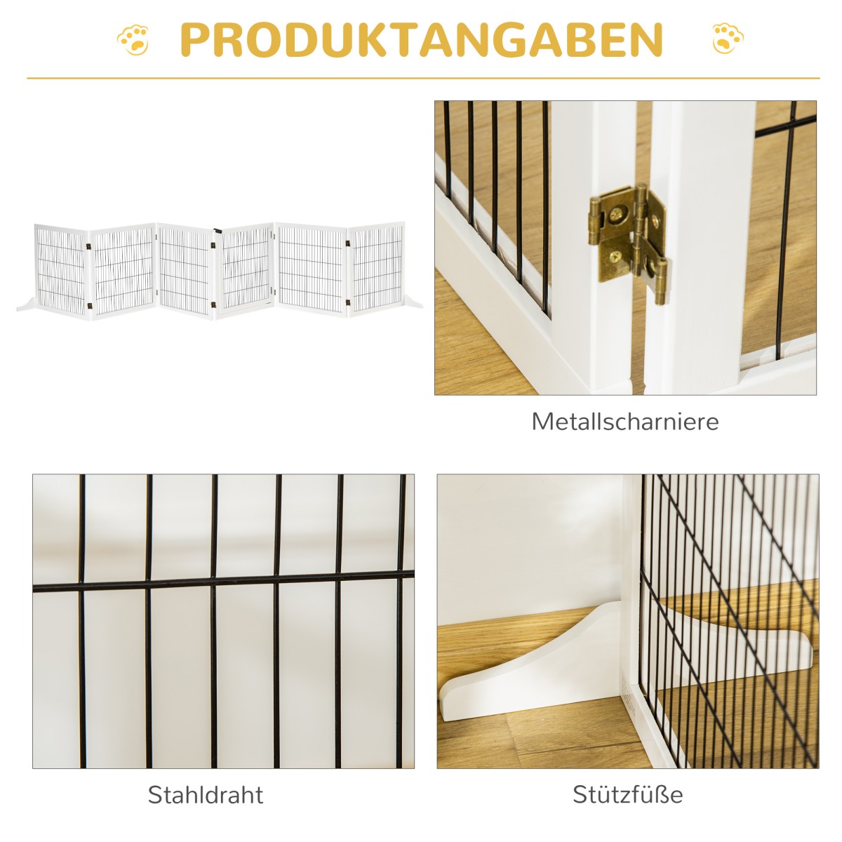 Πτυσσόμενο Barrier Dog 432 x 36 x 70 cm Ξύλο Πεύκου Λευκό