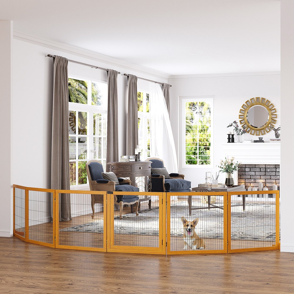 Πτυσσόμενο Barrier Dog 432 x 36 x 70 cm Ξύλο Πεύκου Κίτρινο