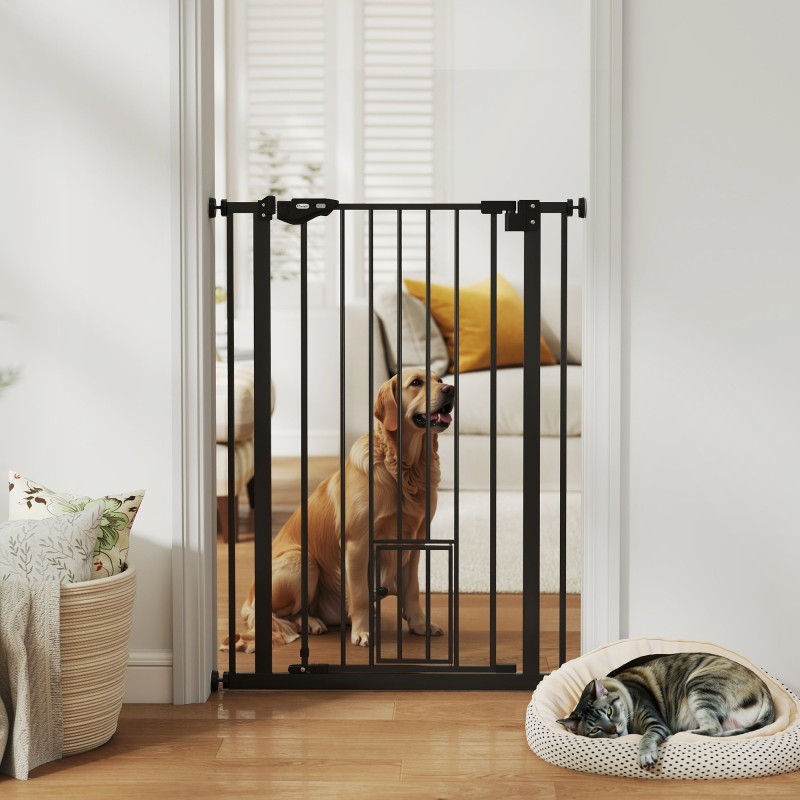 Dog Barrier Διπλή Κλειδαίνουσα Αυτοκλειόμενη Πόρτα 104cm High Steel Μαύρο