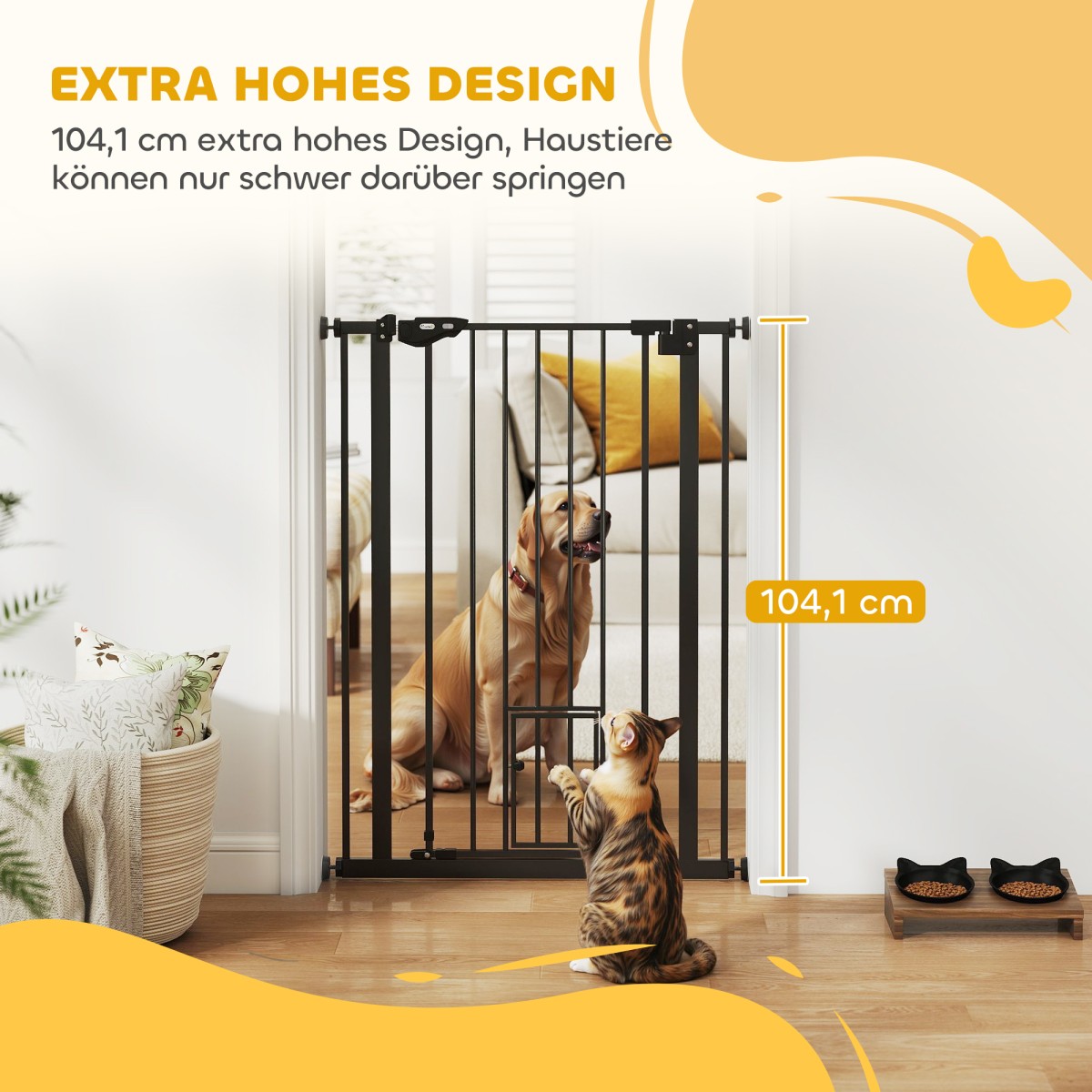 Dog Barrier Διπλή Κλειδαίνουσα Αυτοκλειόμενη Πόρτα 104cm High Steel Μαύρο