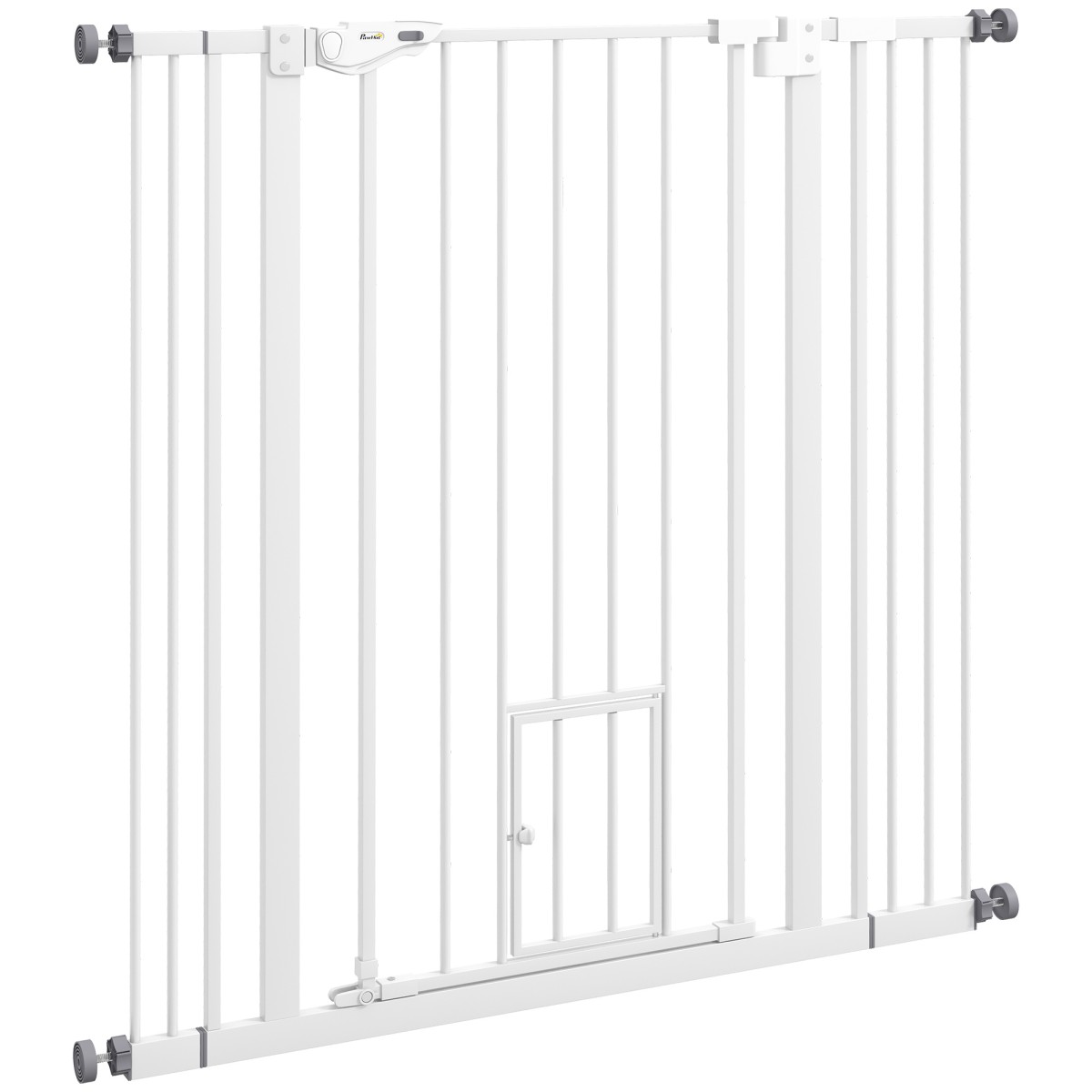Dog Barrier Διπλή Κλειδαίνουσα Αυτοκλειόμενη Πόρτα 104cm Υψηλό Ατσάλι Λευκό