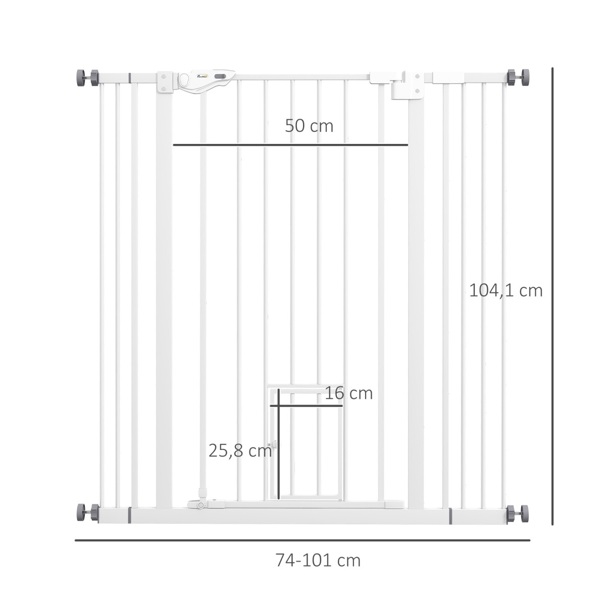Dog Barrier Διπλή Κλειδαίνουσα Αυτοκλειόμενη Πόρτα 104cm Υψηλό Ατσάλι Λευκό