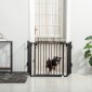 Ρυθμιζόμενη προστατευτική πύλη Freestanding Dog Barrier 202,5 ​​x 76 cm Dog Gate Πτυσσόμενη πύλη ασφαλείας Dog Barrier για σκάλες, πόρτες, κουζίνα, διάδρομος, 3 πάνελ, μαύρο
