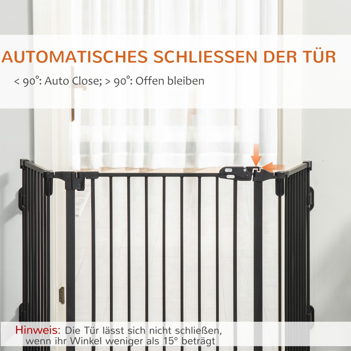 Ρυθμιζόμενη προστατευτική πύλη Freestanding Dog Barrier 202,5 ​​x 76 cm Dog Gate Πτυσσόμενη πύλη ασφαλείας Dog Barrier για σκάλες, πόρτες, κουζίνα, διάδρομος, 3 πάνελ, μαύρο