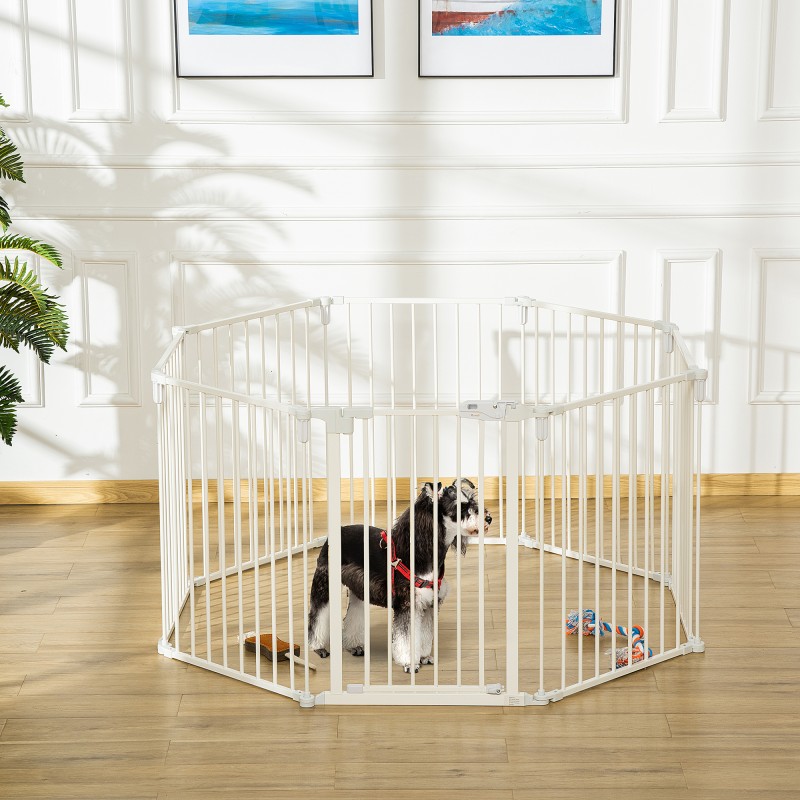 Puppy run 8 τεμαχίων, αναδιπλούμενο 60 x 76 cm για κουτάβι παρκοκρέβατο με πόρτα, πύλη σκύλου για μικρά, μεσαία σκυλιά, εξωτερικό περίβλημα για πόρτα, τζάκι, σκάλες, λευκό