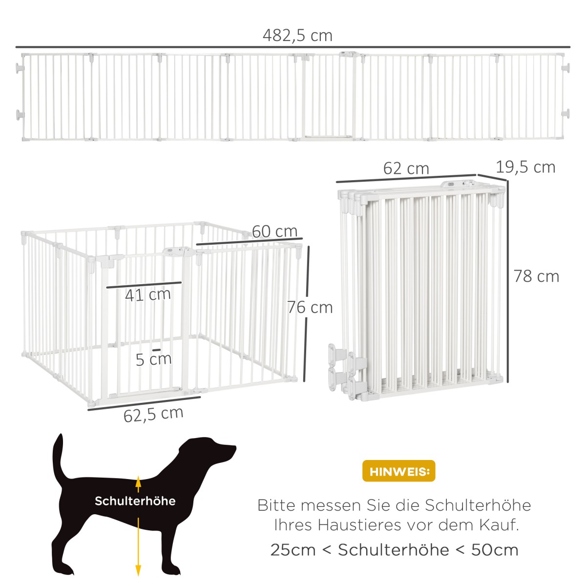 Puppy run 8 τεμαχίων, αναδιπλούμενο 60 x 76 cm για κουτάβι παρκοκρέβατο με πόρτα, πύλη σκύλου για μικρά, μεσαία σκυλιά, εξωτερικό περίβλημα για πόρτα, τζάκι, σκάλες, λευκό