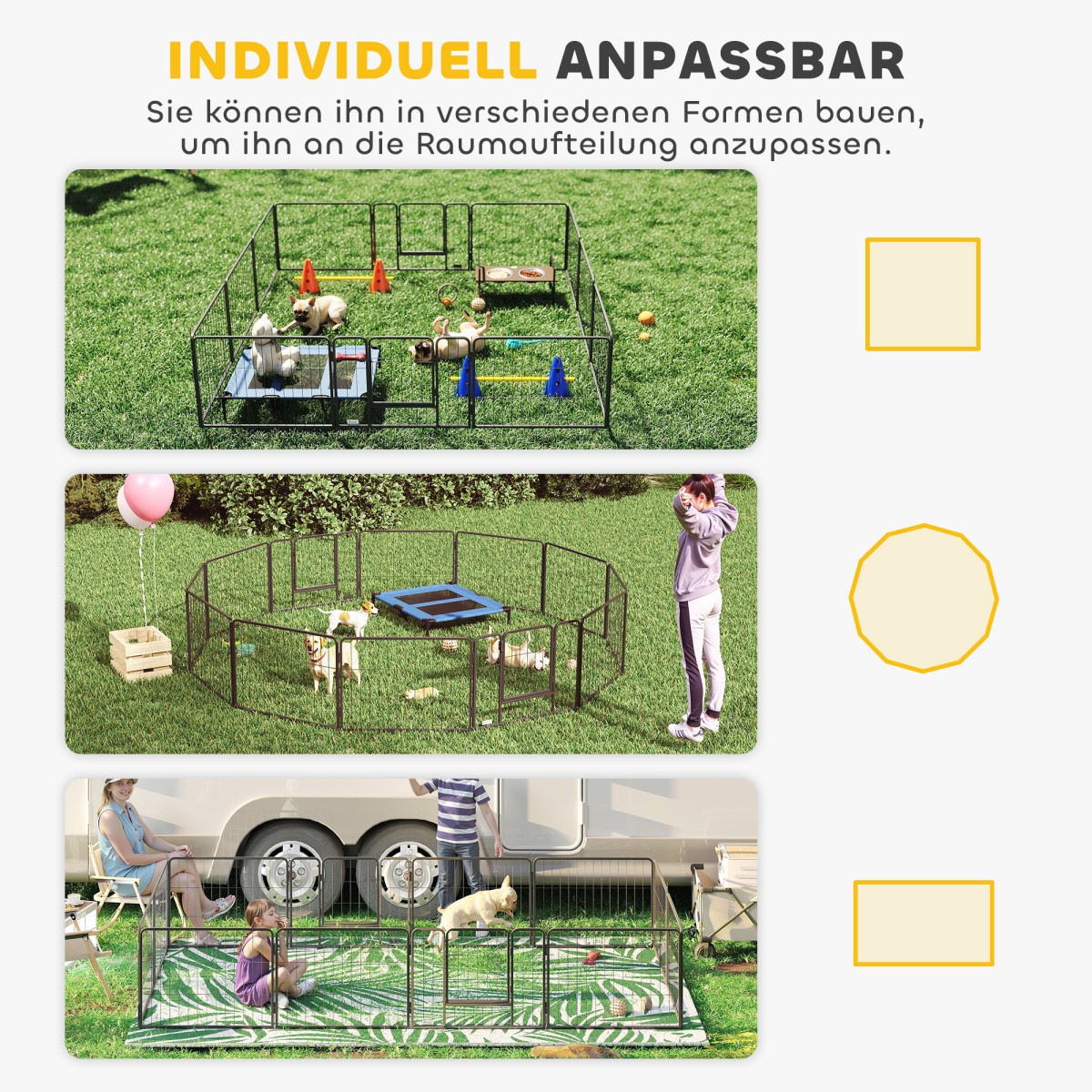 Περίβλημα κατοικίδιων ζώων, puppy run, puppy gate, 12 πάνελ, εξωτερικό και εσωτερικό, γκρι