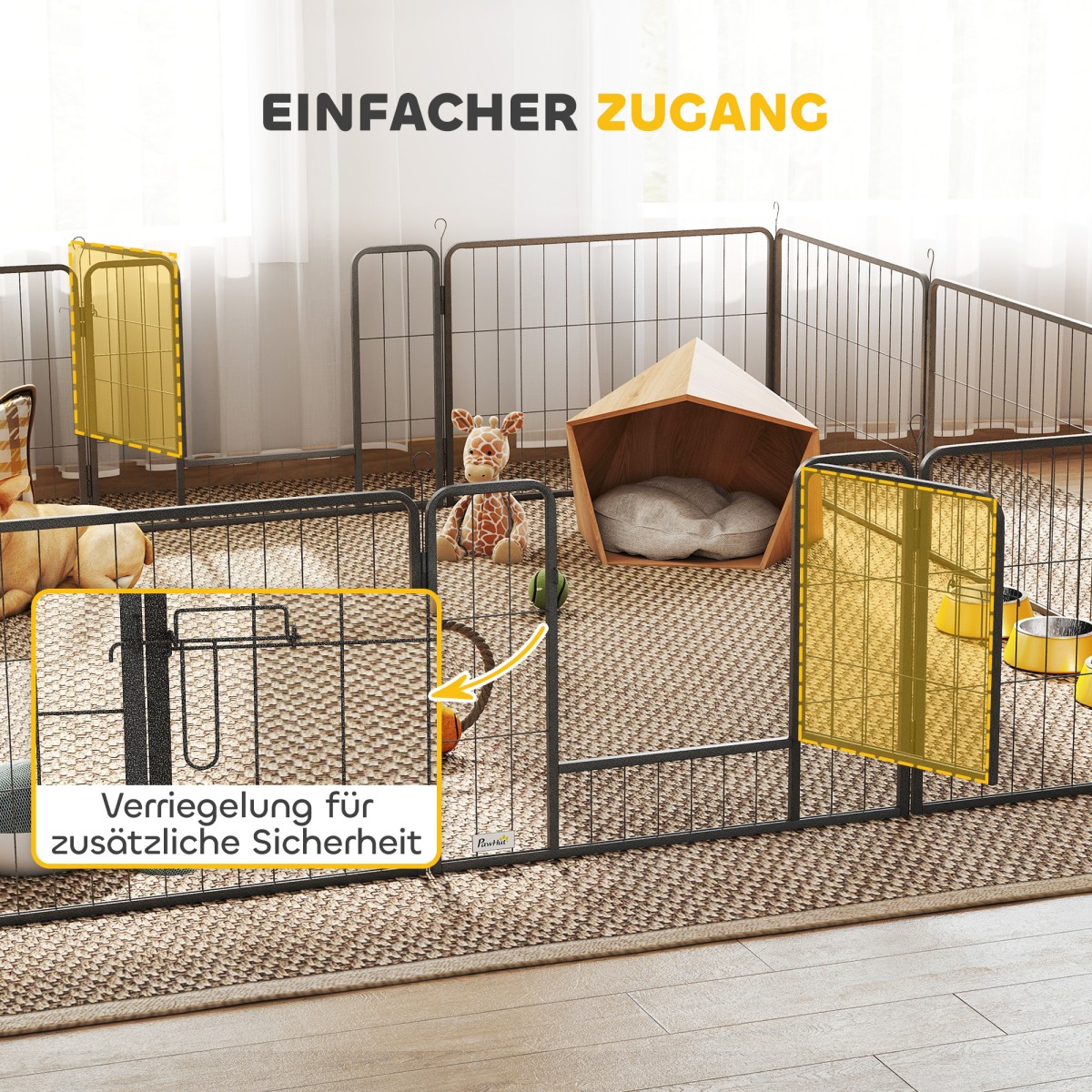 Περίβλημα κατοικίδιων ζώων, puppy run, puppy gate, 12 πάνελ, εξωτερικό και εσωτερικό, γκρι