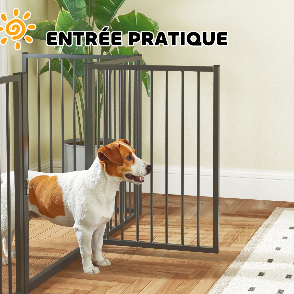 Dog Park Animal Park 5 Panel Portable Field Field Safe Μαύρο