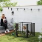 Puppy Run, Dog Run, Puppy Enclosure, 6 πάνελ με πόρτα, πτυσσόμενο και φορητό φράχτη σκύλου, ατσάλι, μαύρο