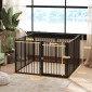 Puppy Run, Dog Run, Puppy Enclosure, 8 πάνελ με πόρτα, πτυσσόμενο και φορητό φράχτη σκύλου, ατσάλι, μαύρο