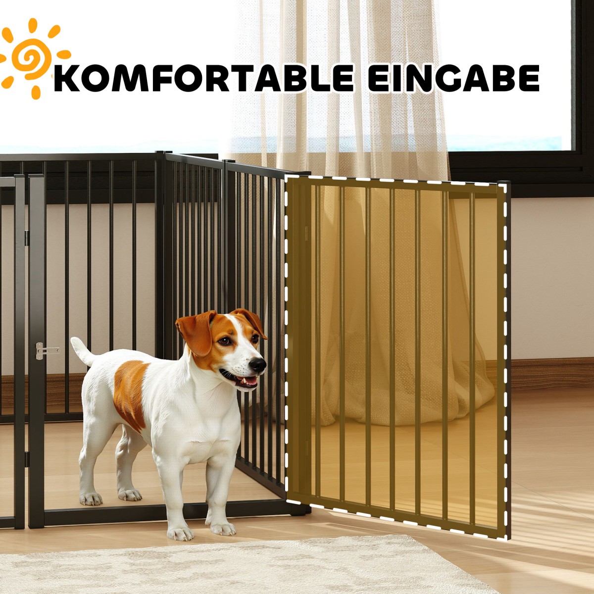 Puppy Run, Dog Run, Puppy Enclosure, 8 πάνελ με πόρτα, πτυσσόμενο και φορητό φράχτη σκύλου, ατσάλι, μαύρο