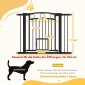 Πύλη Pet 77cm Πόρτα Σκάλας Ρυθμιζόμενο Πλάτος 76-104cm με Γάτα Πόρτα για Σκάλες και Πόρτες Μαύρο