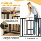 Πύλη Pet 77cm Πόρτα Σκάλας Ρυθμιζόμενο Πλάτος 76-104cm με Γάτα Πόρτα για Σκάλες και Πόρτες Μαύρο