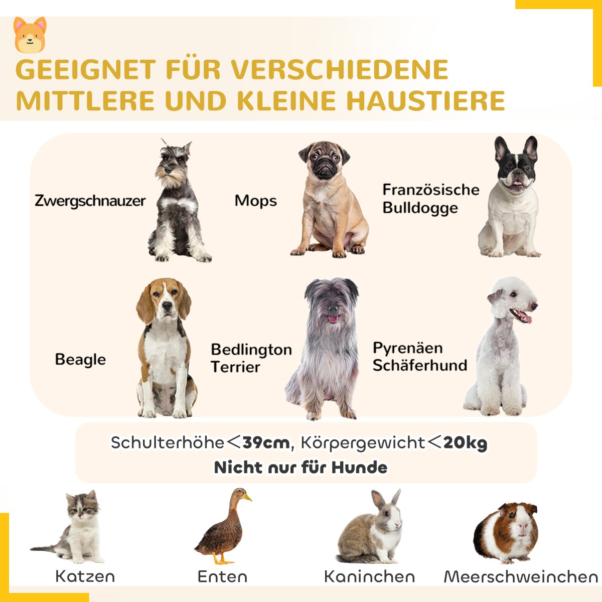 Puppy run, 76 cm ύψος/περ. 2,5 m², 8 πάνελ, υπόστρωμα, συνδυασμός μουσαμάς οροφής
