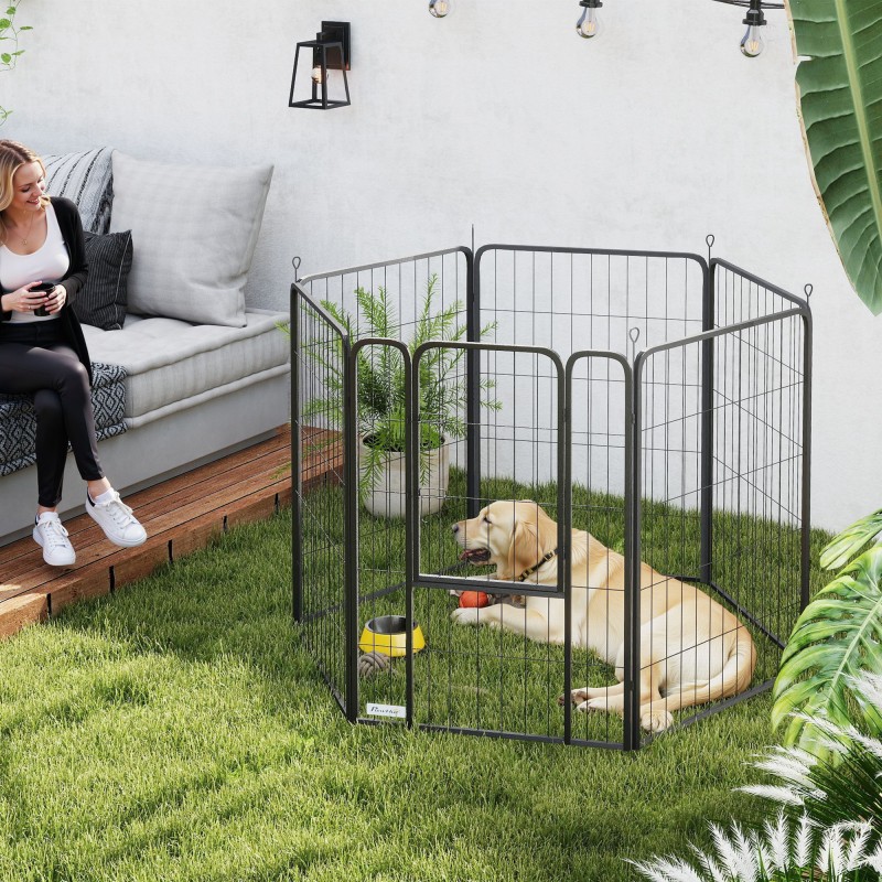 Παρκοκρέβατο 6 πάνελ Heavy Duty Dog with Secure Door Indoor Outdoor Garden Camping Ύψος 100cm