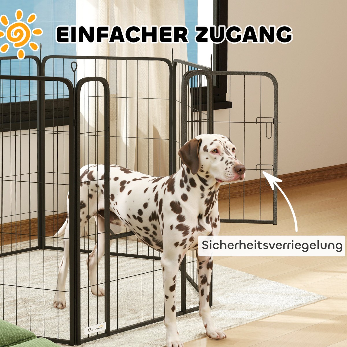 Παρκοκρέβατο 6 πάνελ Heavy Duty Dog with Secure Door Indoor Outdoor Garden Camping Ύψος 100cm