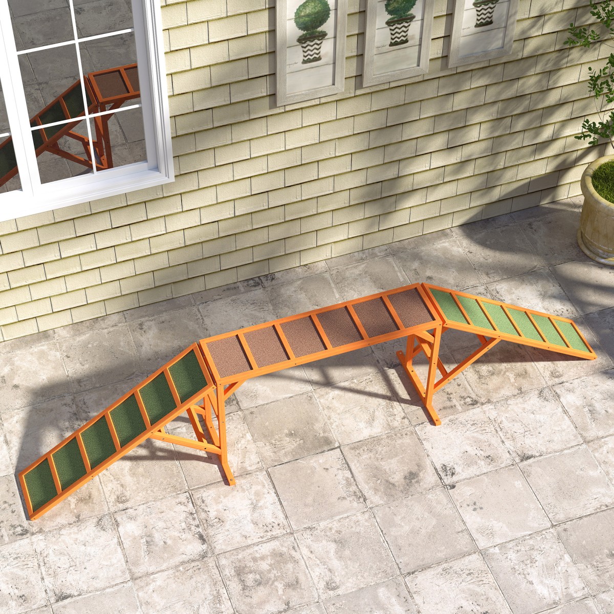 Agility Dog Ramp, Γήπεδο, Αντιολισθητικό, Αδιάβροχο, Ξύλο, 335 x 55 x 60 cm, Πορτοκαλί