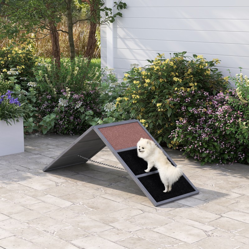 Dog Sports Ramp Αθλητικός εξοπλισμός για σκύλους Αντιολισθητική επιφάνεια σε σχήμα Α 173 x 59 x 66 cm Γκρι