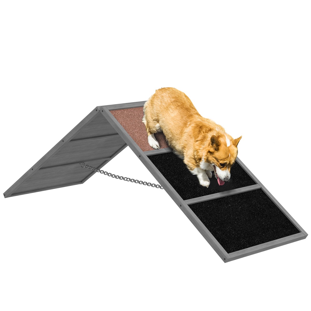 Dog Sports Ramp Αθλητικός εξοπλισμός για σκύλους Αντιολισθητική επιφάνεια σε σχήμα Α 173 x 59 x 66 cm Γκρι