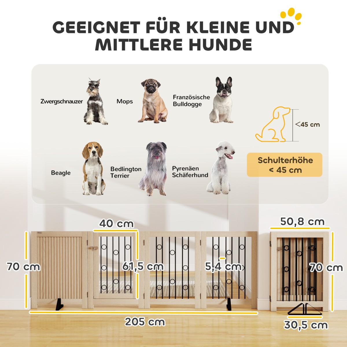 Ανεξάρτητη Πύλη Pet Dog Gate with Door 4 Panel Hallway Staircase Door Frame MDF Steel