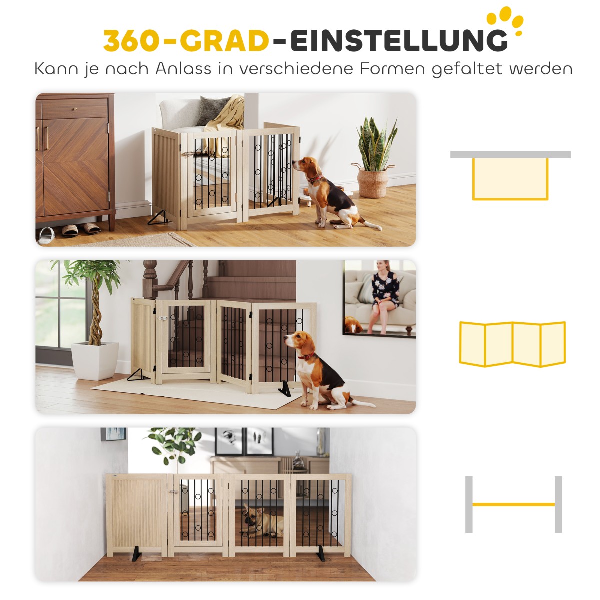 Ανεξάρτητη Πύλη Pet Dog Gate with Door 4 Panel Hallway Staircase Door Frame MDF Steel
