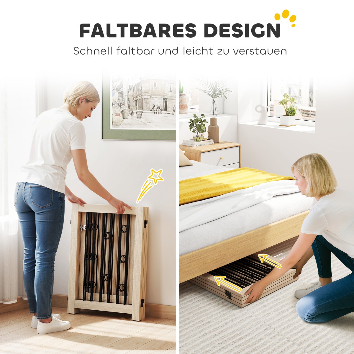 Ανεξάρτητη Πύλη Pet Dog Gate with Door 4 Panel Hallway Staircase Door Frame MDF Steel