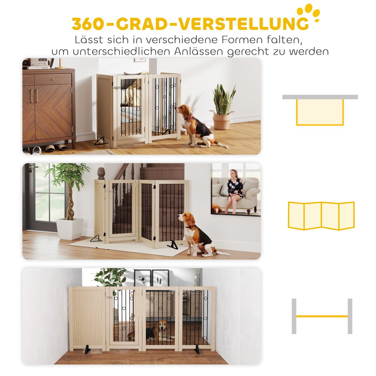 Ανεξάρτητη Πύλη Pet Dog Gate with Door 4 Panel Hallway Staircase Door Frame MDF Steel