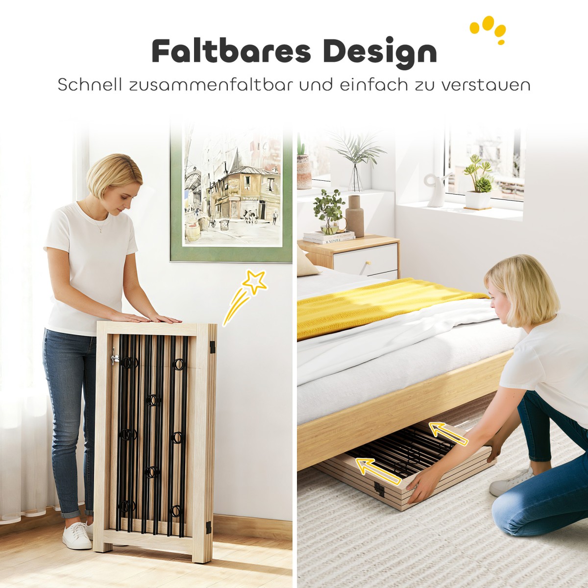 Ανεξάρτητη Πύλη Pet Dog Gate with Door 4 Panel Hallway Staircase Door Frame MDF Steel