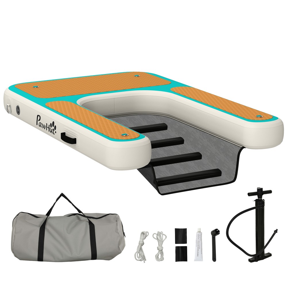 Φουσκωτό Dog Water Ramp Pool Ramp Dog 151x102 cm Φορητό σκάφος σκύλου με αντιολισθητική επιφάνεια EVA πορτοκαλί