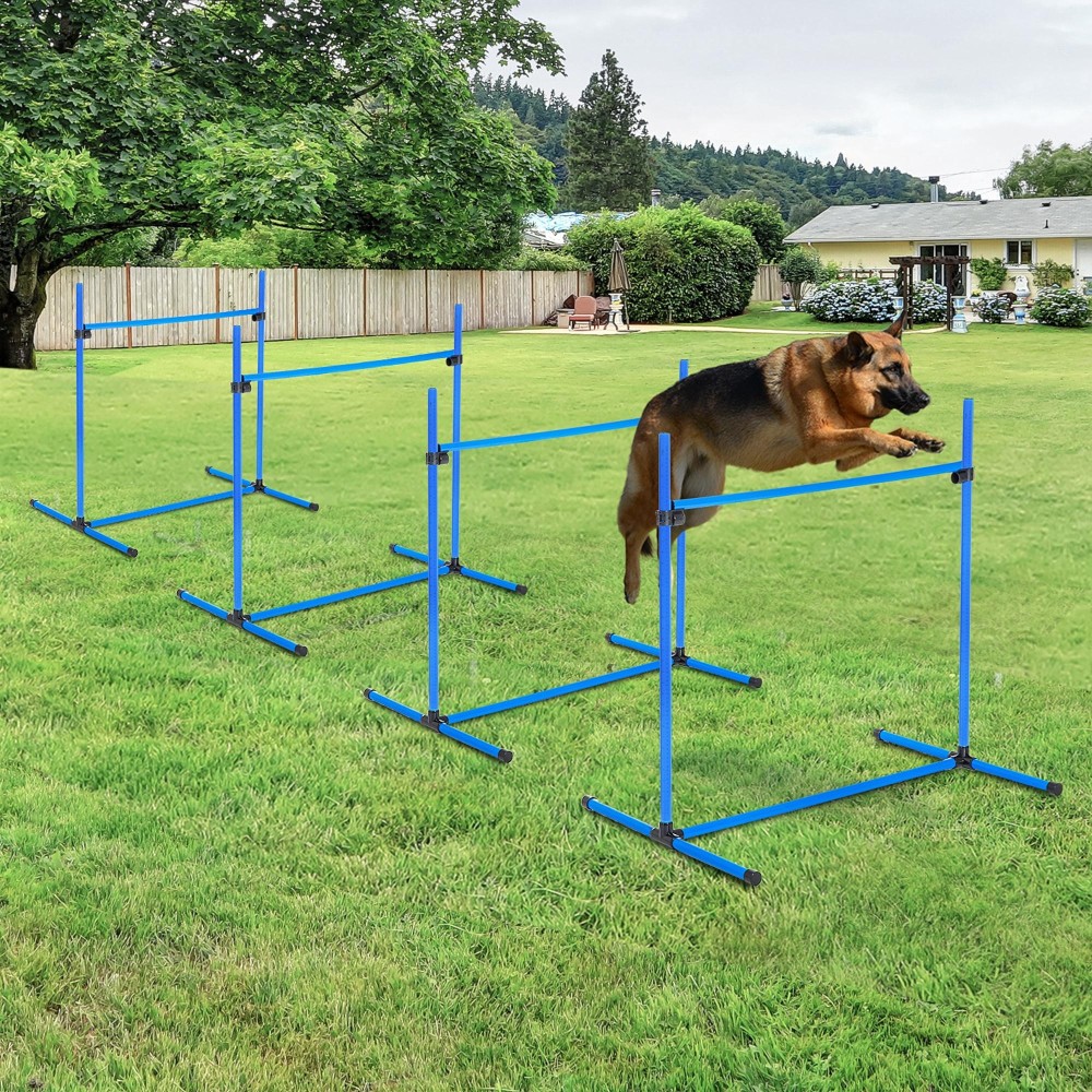 Agility Set Ρυθμιζόμενο ύψος Σκύλος Agility Equipment with 4 Hurdles Carry Bag 104x67 cm Μπλε