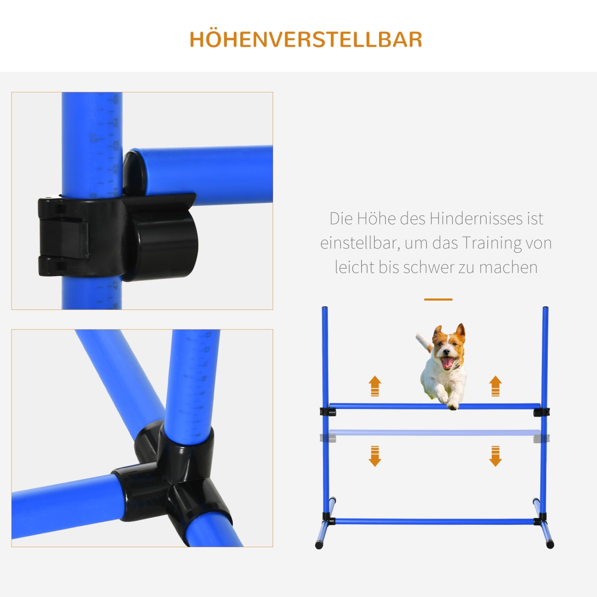 Agility Set Ρυθμιζόμενο ύψος Σκύλος Agility Equipment with 4 Hurdles Carry Bag 104x67 cm Μπλε