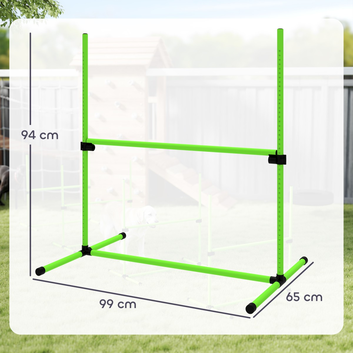 Agility Set Dogs 4 τεμαχίων ρυθμιζόμενου ύψους Εξοπλισμός ευκινησίας με τσάντα μεταφοράς 4 εμποδίων 99 x 65 x 94 cm Πράσινη