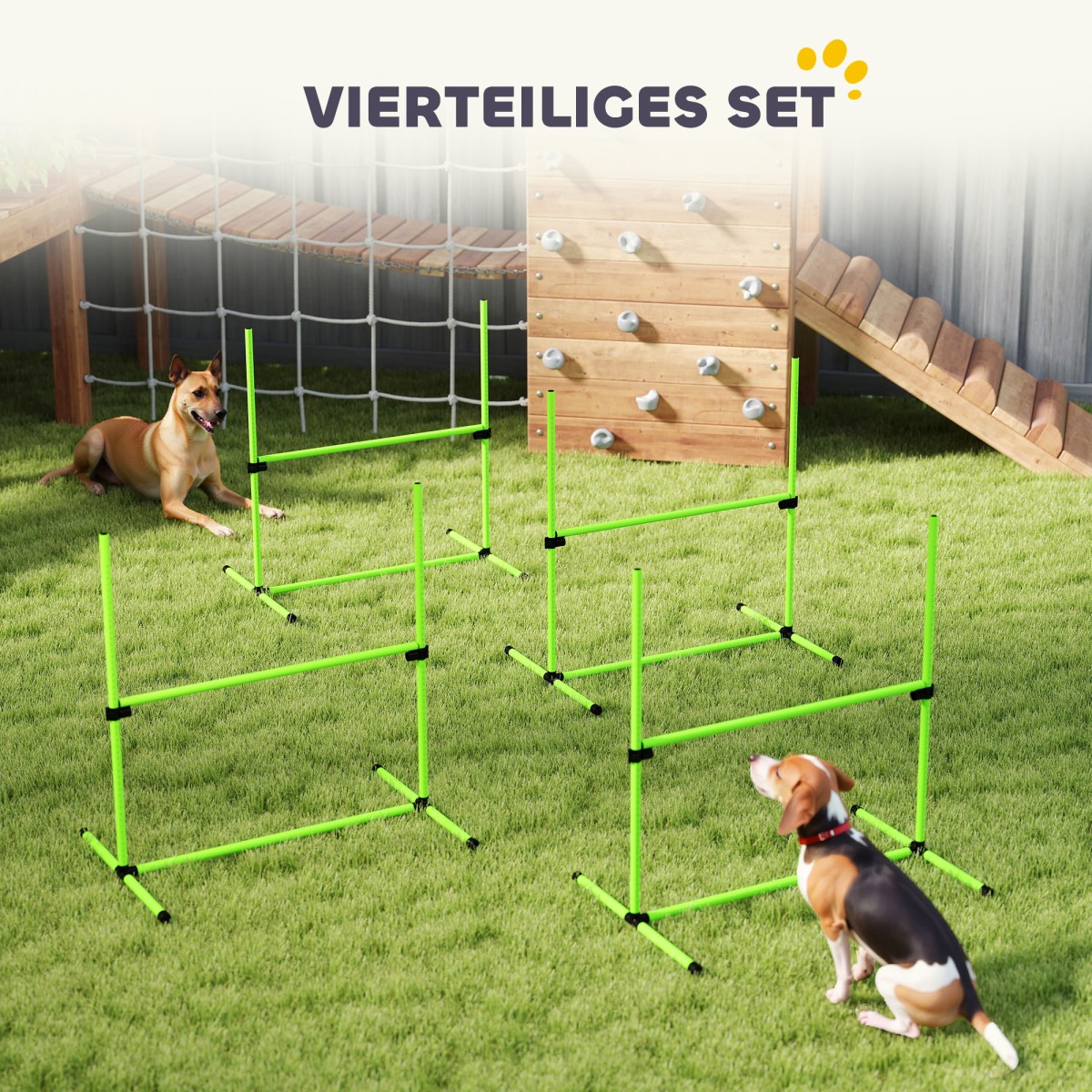 Agility Set Dogs 4 τεμαχίων ρυθμιζόμενου ύψους Εξοπλισμός ευκινησίας με τσάντα μεταφοράς 4 εμποδίων 99 x 65 x 94 cm Πράσινη