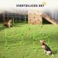 Agility Set Dogs 4 τεμαχίων ρυθμιζόμενου ύψους Εξοπλισμός ευκινησίας με τσάντα μεταφοράς 4 εμποδίων 99 x 65 x 94 cm Πράσινη