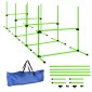 Agility Set Dogs 4 τεμαχίων ρυθμιζόμενου ύψους Εξοπλισμός ευκινησίας με τσάντα μεταφοράς 4 εμποδίων 99 x 65 x 94 cm Πράσινη