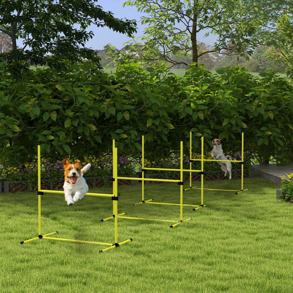 Dog Agility Set Hurdles/Slamon Bars/Ground Bars Carry Bag Heavy Duty Yellow