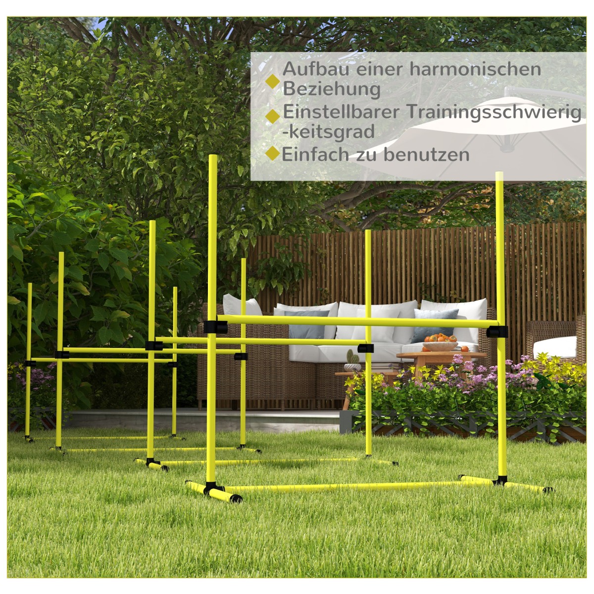 Dog Agility Set Hurdles/Slamon Bars/Ground Bars Carry Bag Heavy Duty Yellow