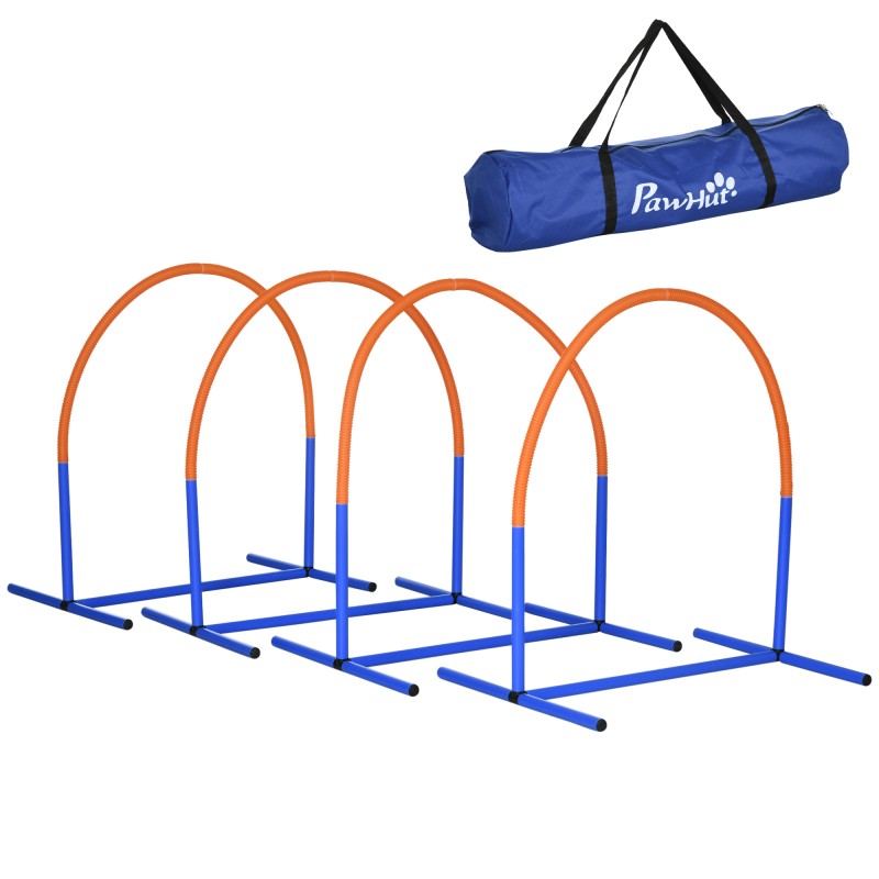Σετ Agility για σκύλους, εκπαίδευση σκύλων, 4 σεντόνια, για αρχάριους, με τσάντα μεταφοράς, μπλε + πορτοκαλί, 88 x 64 x 95 cm