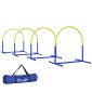 Σετ Agility για σκύλους, εκπαίδευση σκύλων, 4 σεντόνια, για αρχάριους, με τσάντα μεταφοράς, μπλε + κίτρινο, 88 x 64 x 95 cm