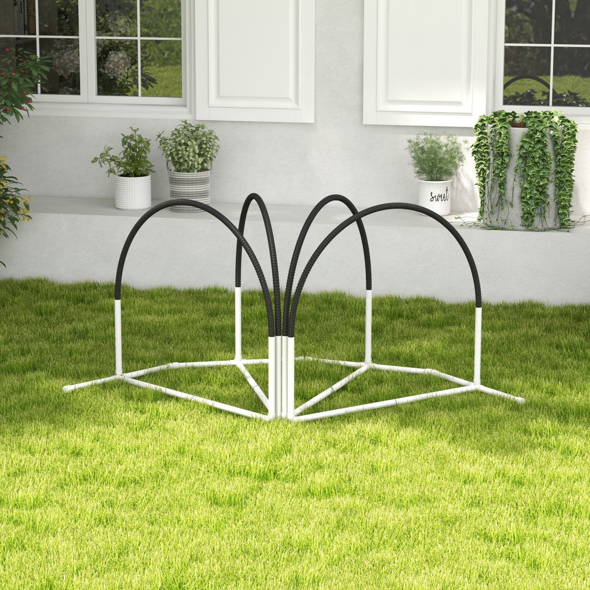 Σετ ευκινησίας σκύλου Αξεσουάρ εκπαίδευσης σκύλων Σετ ευκινησίας, 4 τεμάχια, 89 x 69 x 99 cm, λευκό + μαύρο